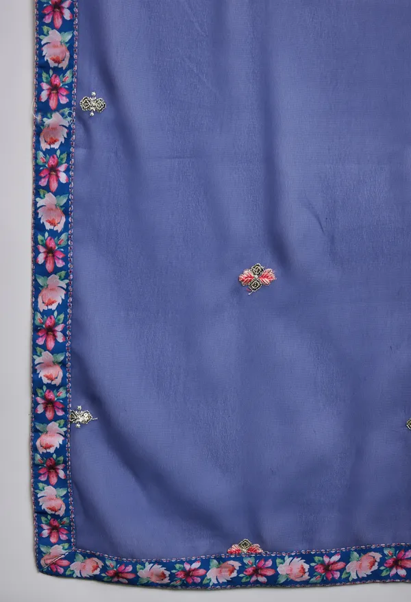 Blue_Georgette_Zari_Sequence_Embroidery_Digital_Print_Kurta_With_Pant_And_Dupatta