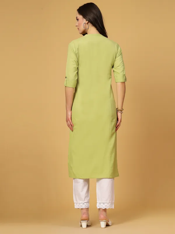 Light_Green_Cotton_Solid_Straight_Kurta