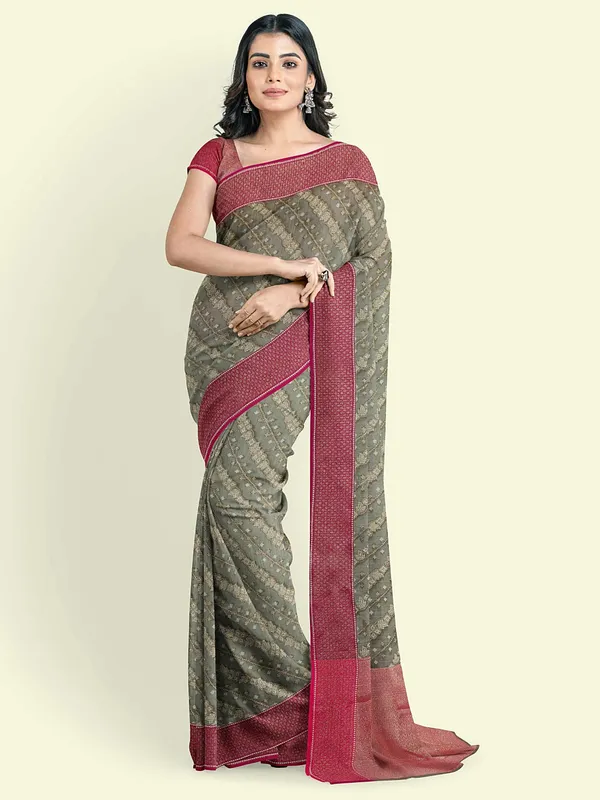 Grey_Cotton_Blend_Banarasi_Sarees_For_Women