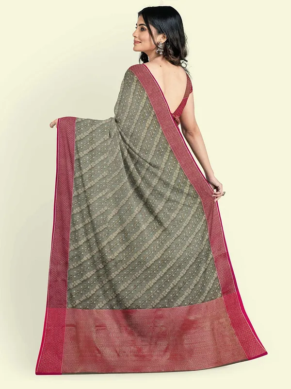 Grey_Cotton_Blend_Banarasi_Sarees_For_Women