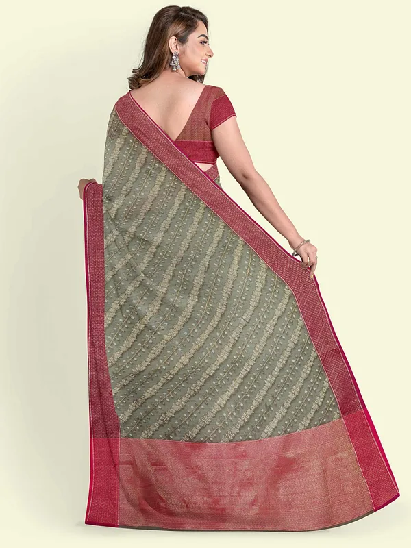 Grey_Cotton_Blend_Banarasi_Sarees_For_Women