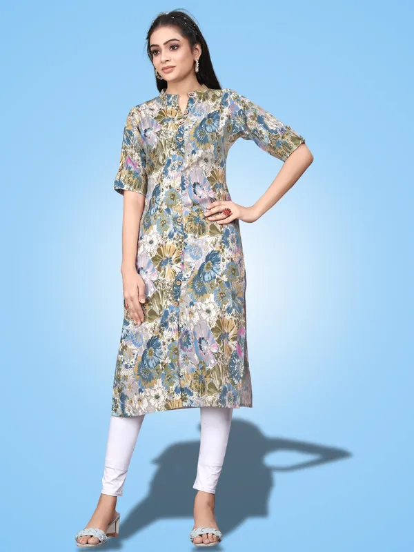 Light_Blue_Classic_Rayon_Floral_Printed_Straight_KurtIs