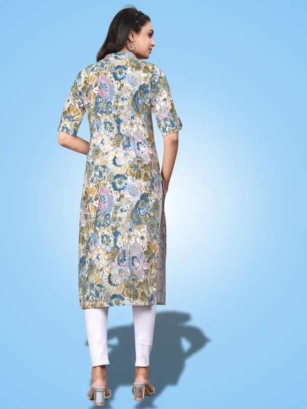 Light_Blue_Classic_Rayon_Floral_Printed_Straight_KurtIs