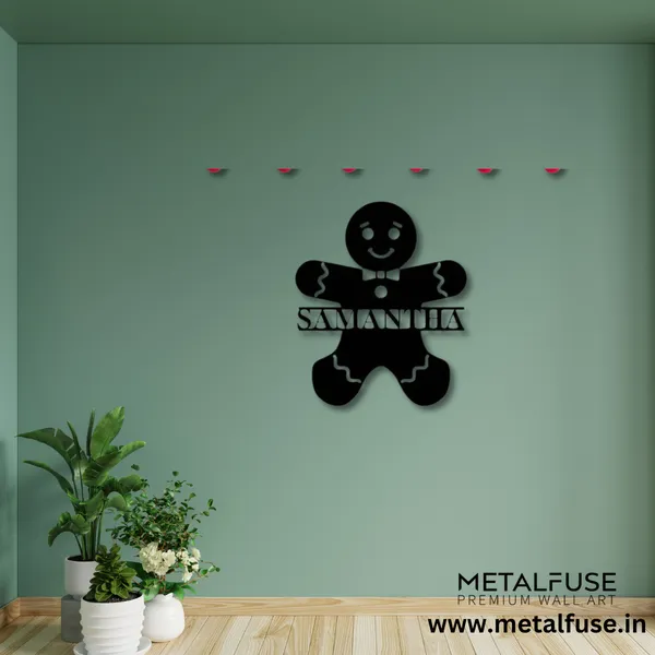 Wooden_Wall_Art_for_Home_Decoration|Gingerbread_Man_Monogram|Black