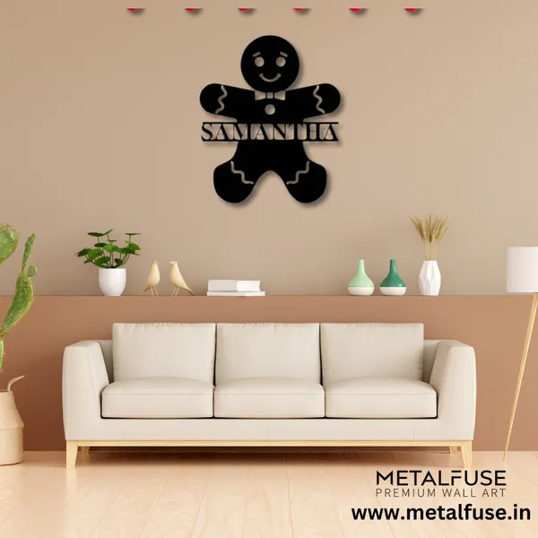 Wooden_Wall_Art_for_Home_Decoration|Gingerbread_Man_Monogram|Black