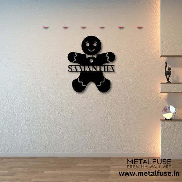 Wooden_Wall_Art_for_Home_Decoration|Gingerbread_Man_Monogram|Black