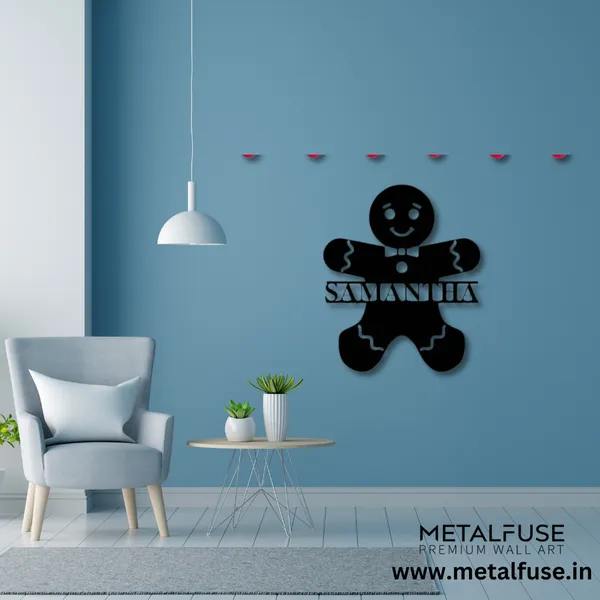 Wooden_Wall_Art_for_Home_Decoration|Gingerbread_Man_Monogram|Black