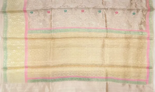 Humairah_Pure_Handloom_Cream_Dupion_Silk_Tilfi_Mina_Zari_Jaal_with_Contrast_Yellow_Skirt_Zari_Border_and_Cream_Blouse