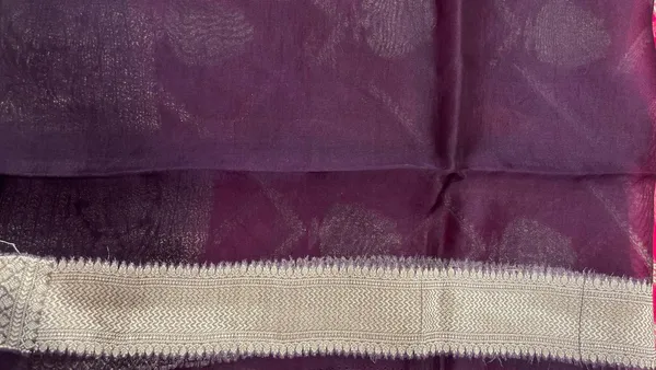Humairah_Pure_Handloom_Pink_Organza_Floral_Zari_Booti_Ada_Stripe_with_Contrast_Purple_Big_Floral_Boota_Pallu_Zari_Border_and_Purple_Blouse