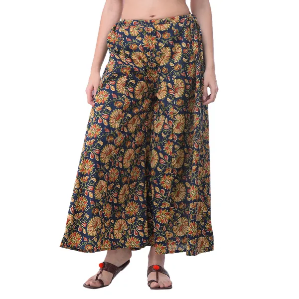 Yellow_Cotton_Solid_Kurta_With_Printed_Flair_Palazzo_Bottom_Set