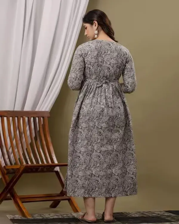 Grey_Printed_Pure_Cotton_Rayon_Anarkali_Maternity_Kurta
