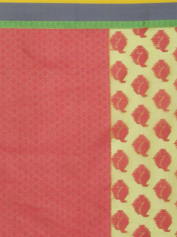 Lemon_Cotton_Blend_Banarasi_Sarees_For_Women