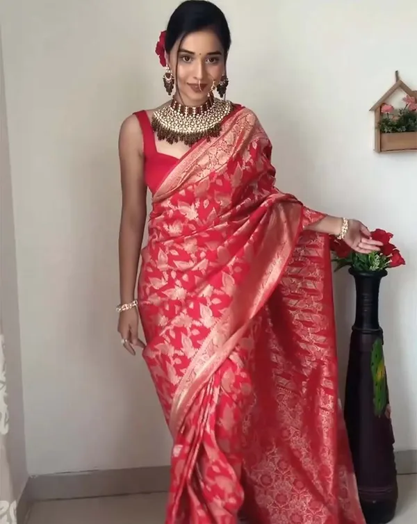 Red_Color_Ready_To_Wear_Soft_Banarasi_Silk_Saree_With_Golden_Zari_Work