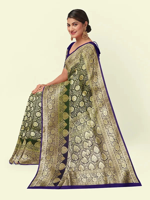 Green_Satin_Silk_Banarasi_Sarees_For_Women