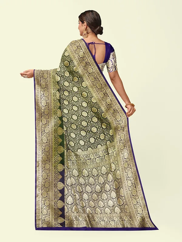 Green_Satin_Silk_Banarasi_Sarees_For_Women