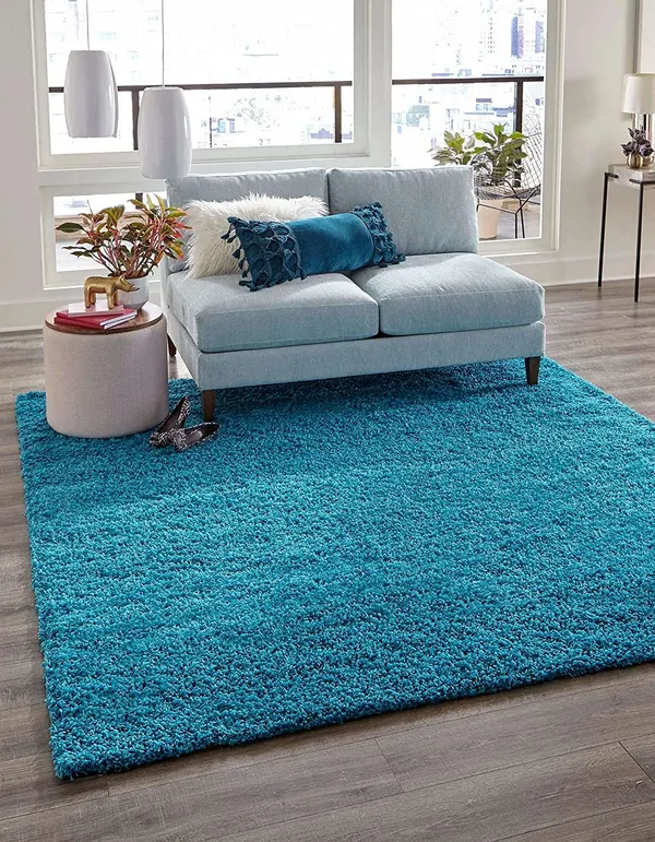 3_x_5_Feet_Pure_Woollen_Soft_Coir_Aqua_Shaggy_Carpets_and_Runner_for_Hall,_Offices,_Kitchens,_Bedside,_Living_Room_and_Cabins.