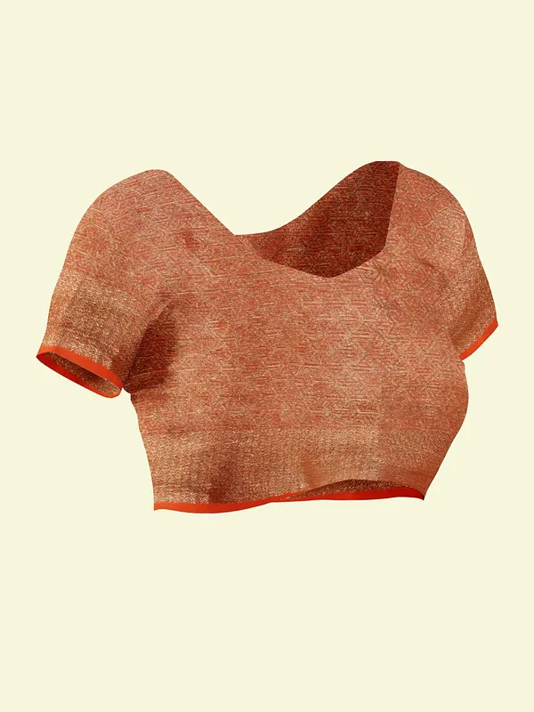 Orange_Cotton_Blend_Banarasi_Sarees_For_Women