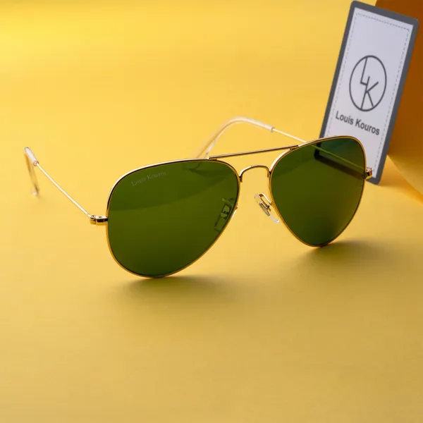 LOUIS_KOUROS_Green_Armstoner_Mirrored(Glass),_UV_Protection,_Toughened_Glass_Lens,_UV_Protection,_Night_Vision,_Aviator_Sunglasses_(62)__(For_Men_&_Women,_Green)