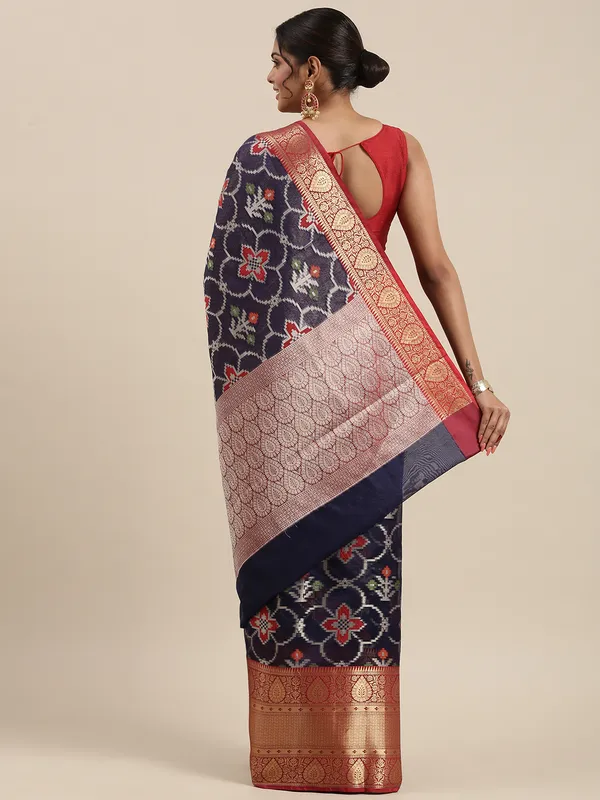 Blue_Kanchi_Silk/Brocade_Banarasi_Sarees_For_Women
