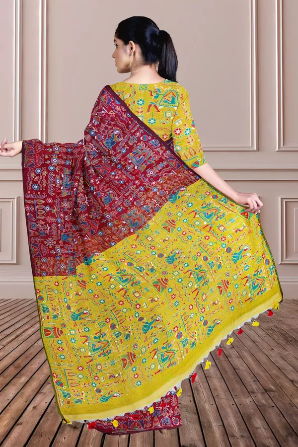 Maroon_Printed_Bollywood_Pure_Silk_Saree