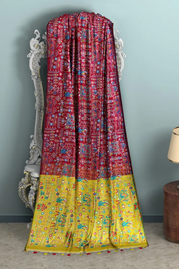 Maroon_Printed_Bollywood_Pure_Silk_Saree