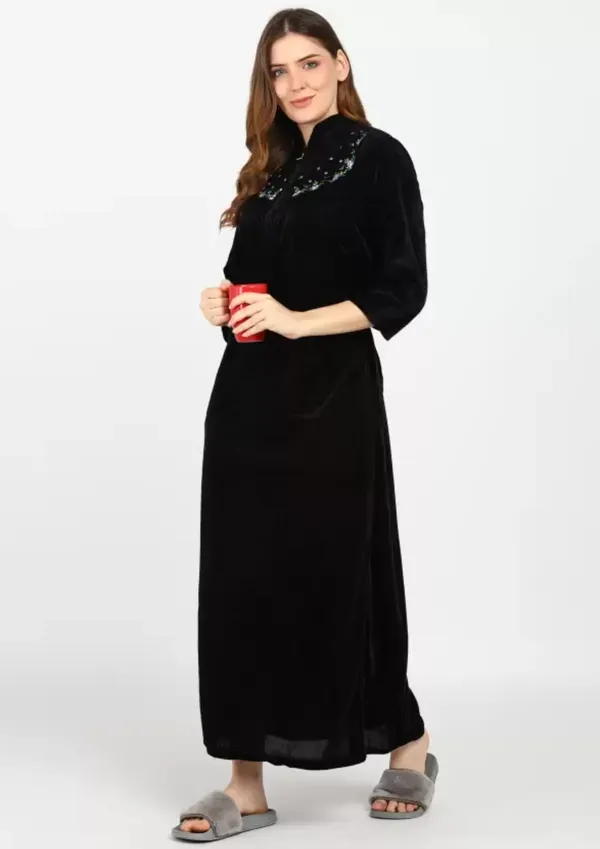 Pack_of_2_Woolen_Nighty_|_Black_/Grey_Velvet_Embroidered_Maxi_For_Women