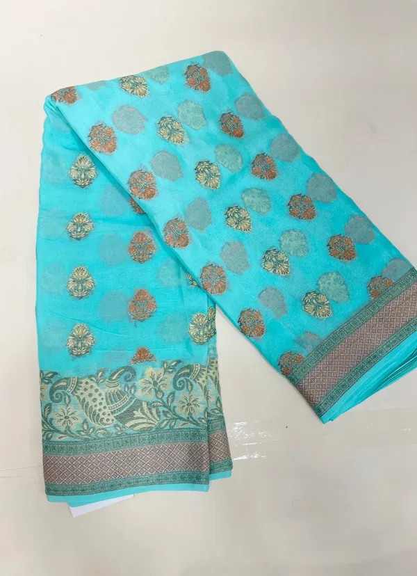 Humairah_Presents_Pure_Handloom_Sea_Green_Chiffon_Floral_Zari_Mina_Booti_Skirt_Floral_Mina_Zari_Border_and_Big_Boota_Pallu_with_Sea_Green_Blouse