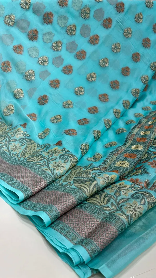 Humairah_Presents_Pure_Handloom_Sea_Green_Chiffon_Floral_Zari_Mina_Booti_Skirt_Floral_Mina_Zari_Border_and_Big_Boota_Pallu_with_Sea_Green_Blouse