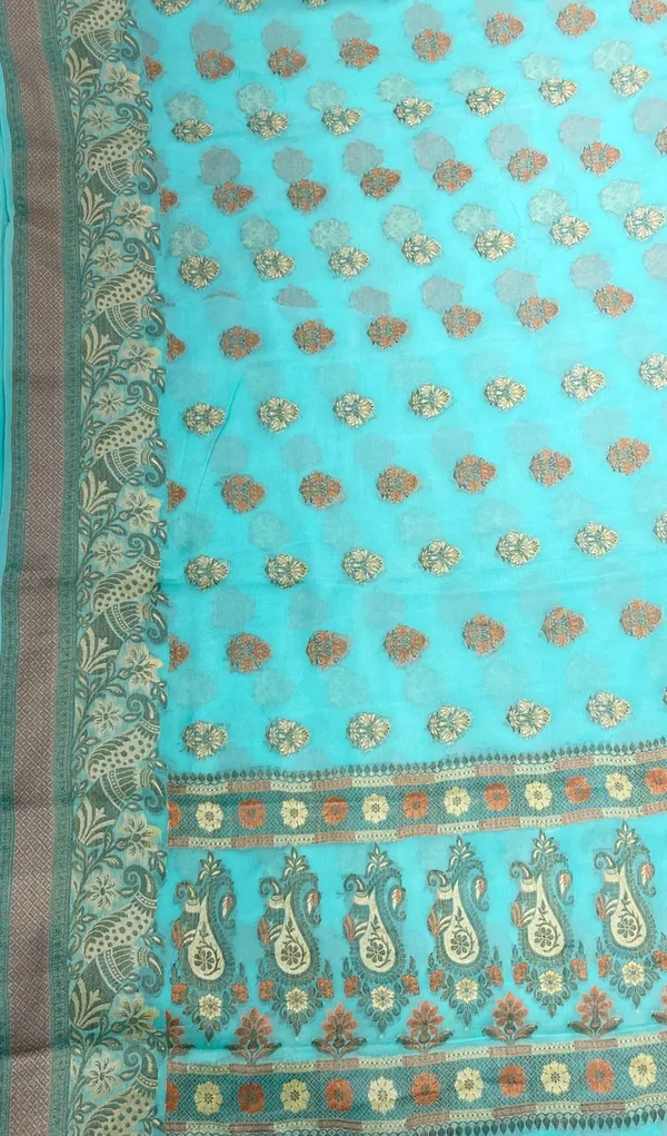 Humairah_Presents_Pure_Handloom_Sea_Green_Chiffon_Floral_Zari_Mina_Booti_Skirt_Floral_Mina_Zari_Border_and_Big_Boota_Pallu_with_Sea_Green_Blouse