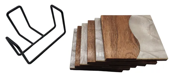 Coaster_Set_Square_(Wave)_(S/6_With_Stand)