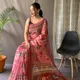 Peach__INDIAN LINEN SAREE