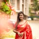 Red and Golden__INDIAN LINEN SAREE