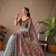 Turquoise__INDIAN LINEN SAREE