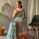 Firozi__INDIAN LINEN SAREE