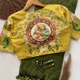 YELLOW BLOUSE WITH MEHANDI SAREE__WOMENIA FASHION 