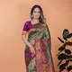 Olive Green with Plum and Gold Border__VUSARI