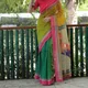 Olive Green & Deep Green With Pink Borders__VUSARI