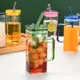 Square Cup with Lid Straw &amp; Colored Handle- 4pc__GR8INDIA