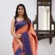 ORANGE,NAVY BLUE__SWADESH SAREE