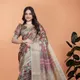 Golden Beige with multicolor geometric body & pink pallu__Kiran Saree
