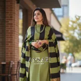 Pista green with black strip__Ansari Fashion
