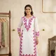 White pe vine red work__PKZ Lucknawi Chikan