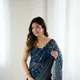  Navy Blue with Golden Print__Neokriti