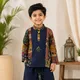 Royal Navy Blue with Multicolor Ethnic Patchwork Prints__Nature Nook Kids