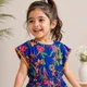 Royal Blue Base with Multicolor Floral Print__Nature Nook Kids