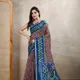 Brown with Blue Border & Multicolor Ikat Prints__Her Cloths