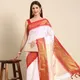 White & Red__Peacock Sarees