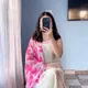 White kurti with pink Kotadoriya Duppata__Dayal Mart