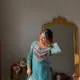 Teal Blue with Multicolor Embroidery__Sheesh
