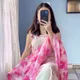 Off-White with Pink Floral Dupatta__Sheesh